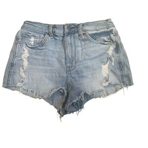 Hollister Vintage High Rise Distressed Jean Shorts Size 5 27 Frayed Hem Y2k